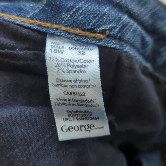 Mens George Blue Straight Leg Jeans Classic Fit Size 18 Good Condition - Picture 3 of 4